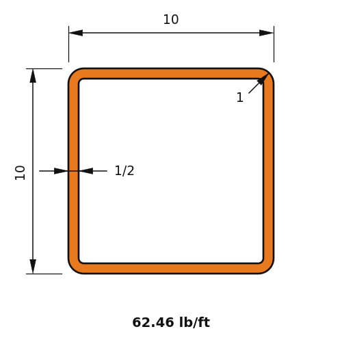HSS10X10X.500