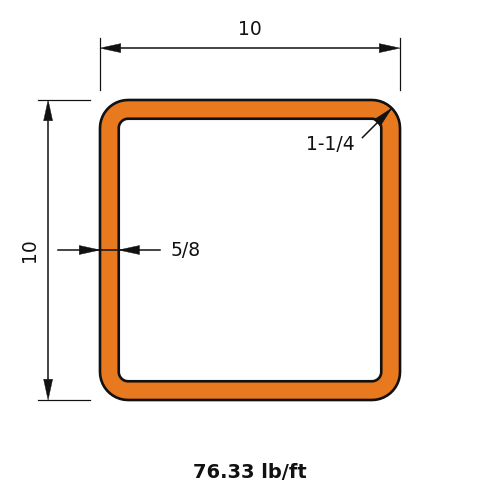 HSS10X10X.625
