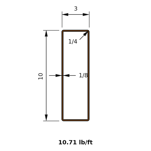 HSS10X3X.125
