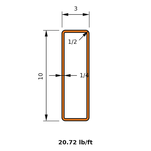 HSS10X3X.250