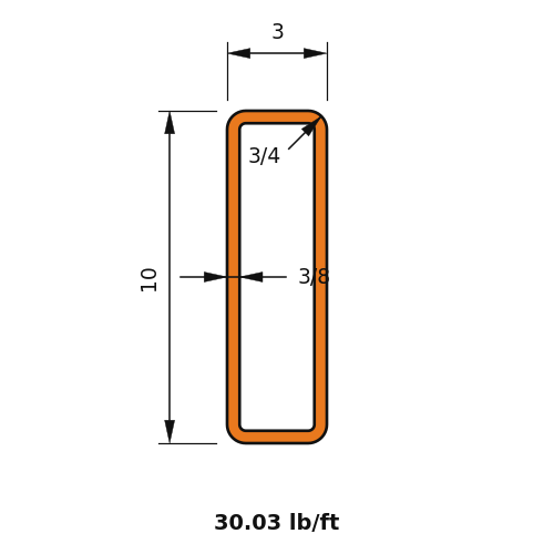 HSS10X3X.375