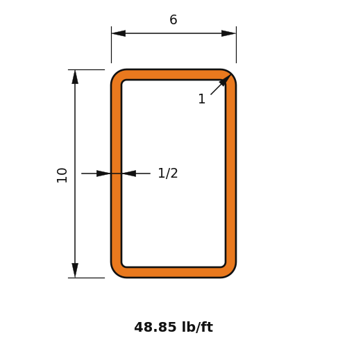 HSS10X6X.500