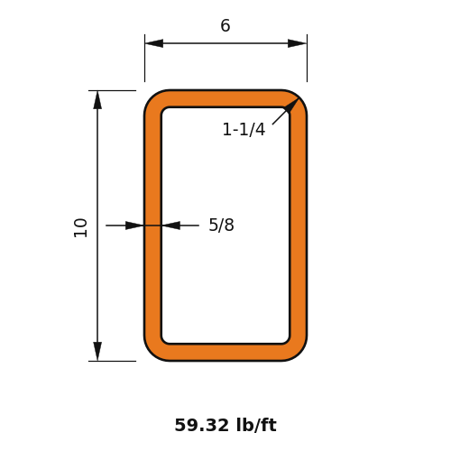 HSS10X6X.625