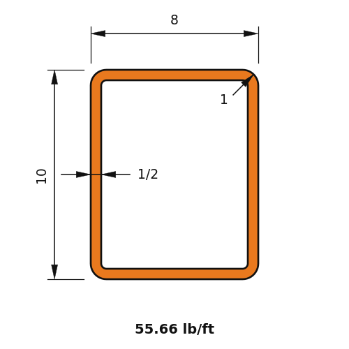 HSS10X8X.500