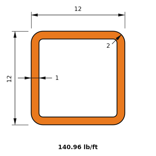 HSS12X12X1.000