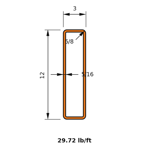 HSS12X3X.3125