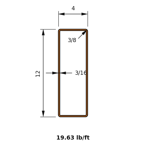 HSS12X4X.1875