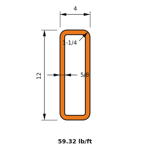 HSS12X4X.625