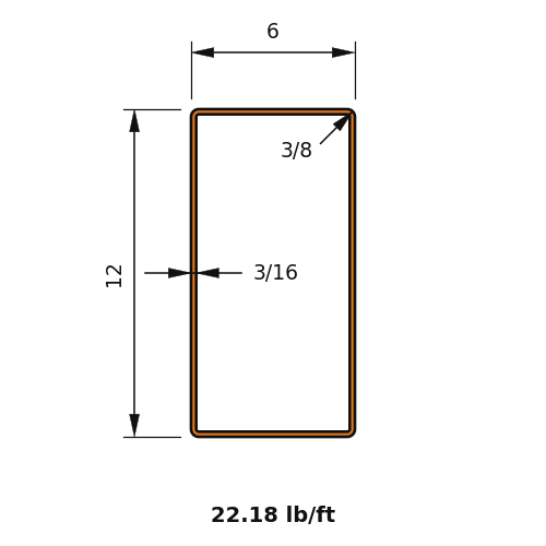 HSS12X6X.1875