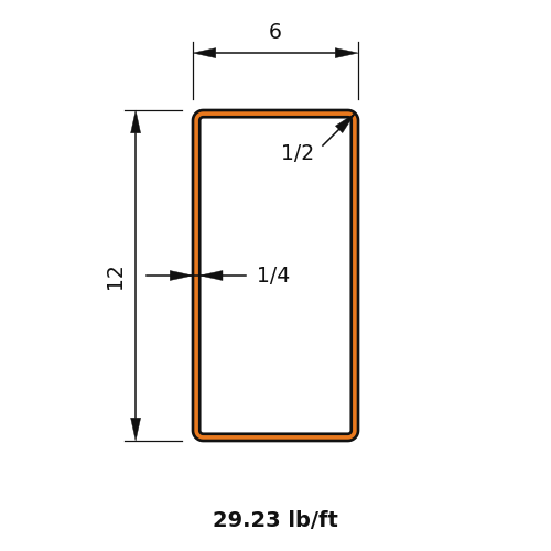 HSS12X6X.250
