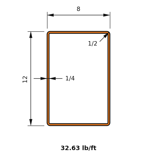 HSS12X8X.250