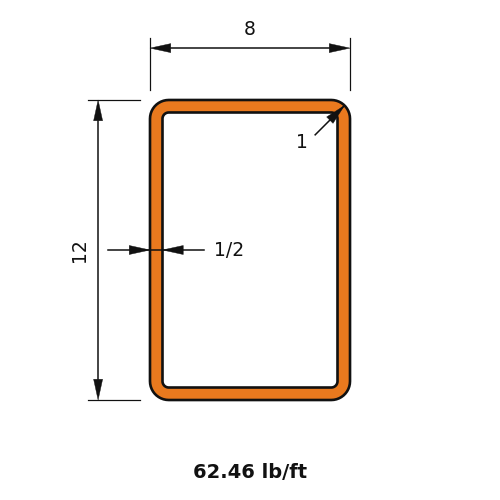 HSS12X8X.500