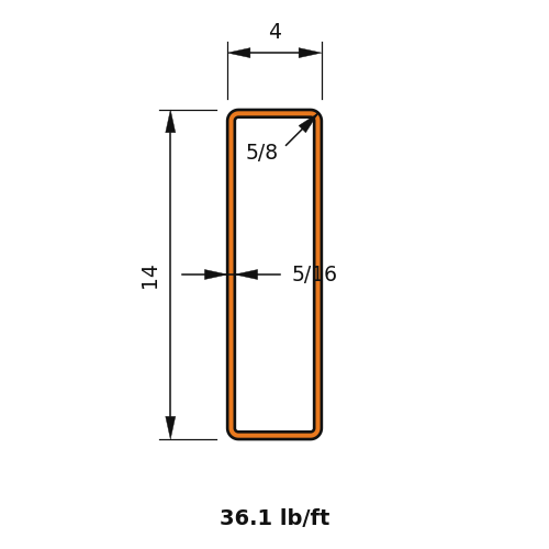 HSS14X4X.3125