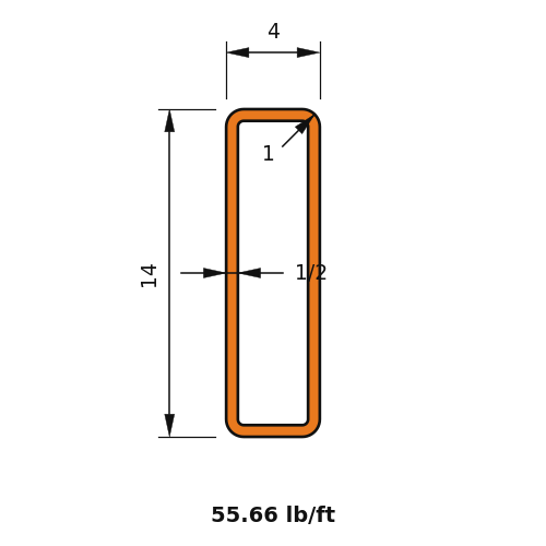 HSS14X4X.500