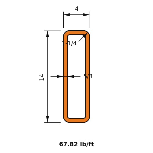 HSS14X4X.625