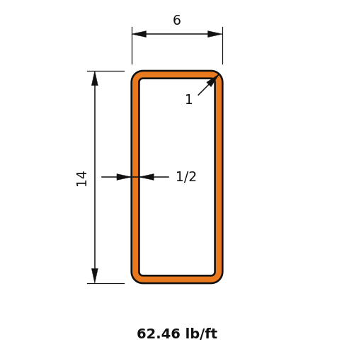 HSS14X6X.500