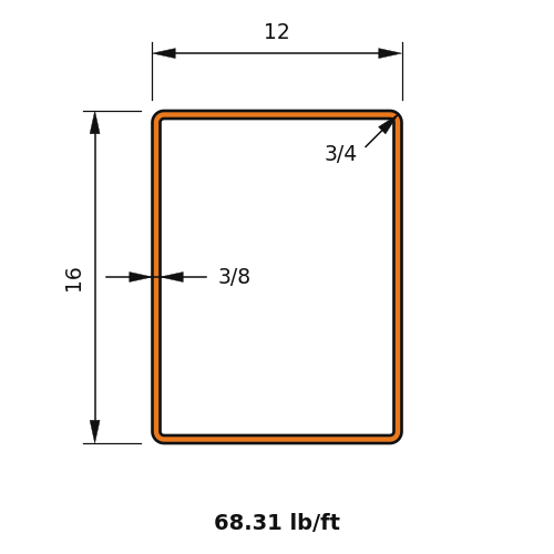 HSS16X12X.375