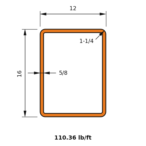 HSS16X12X.625
