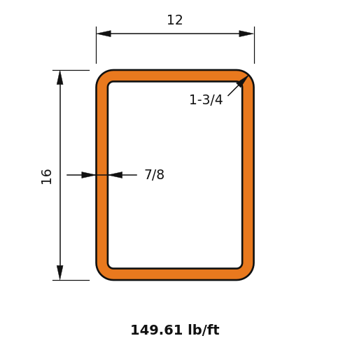HSS16X12X.875