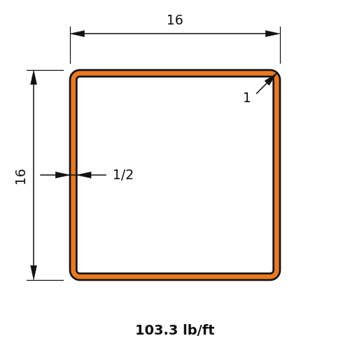 HSS16X16X.500