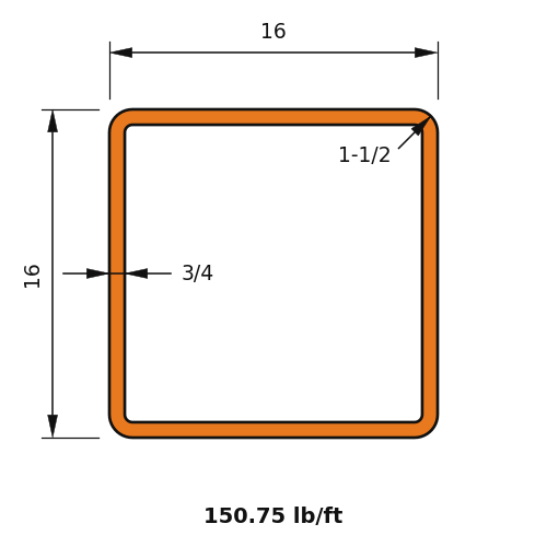 HSS16X16X.750