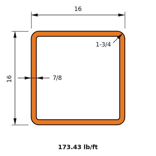 HSS16X16X.875