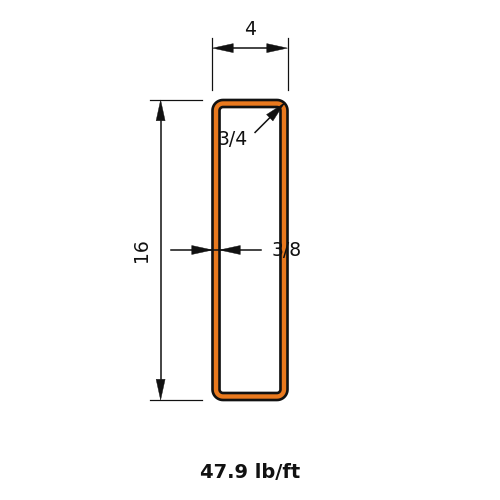 HSS16X4X.375