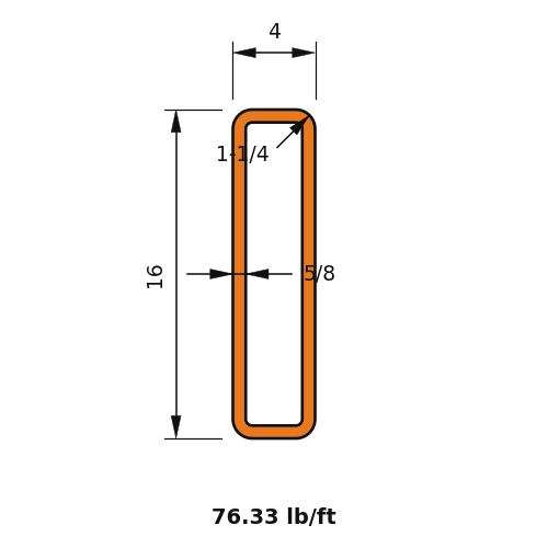 HSS16X4X.625