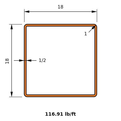 HSS18X18X.500