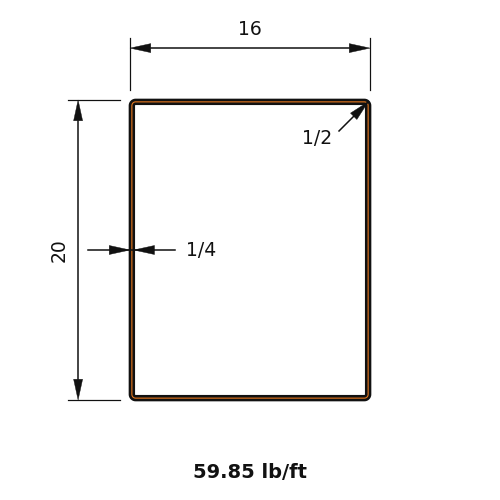 HSS20X16X.250
