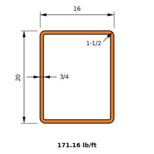 HSS20X16X.750