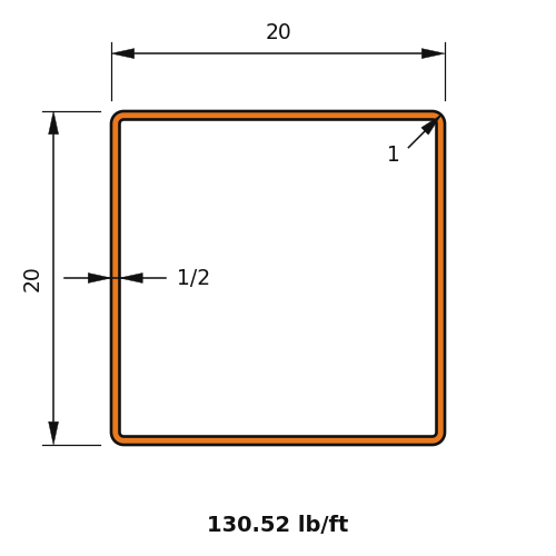 HSS20X20X.500