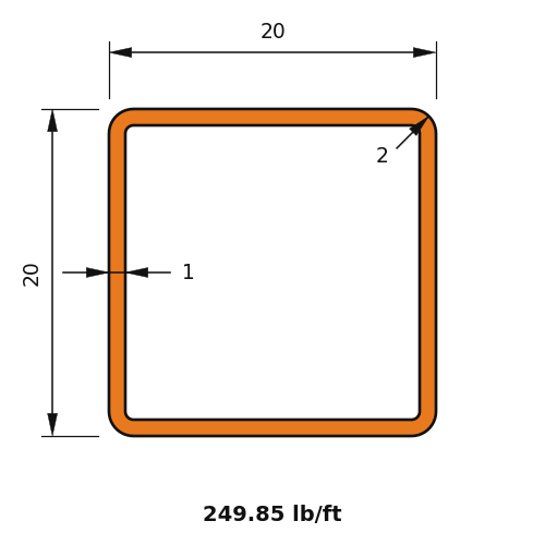 HSS20X20X1.000