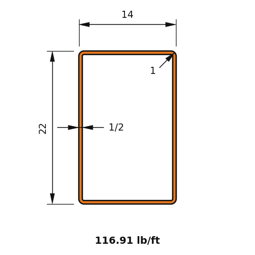 HSS22X14X.500
