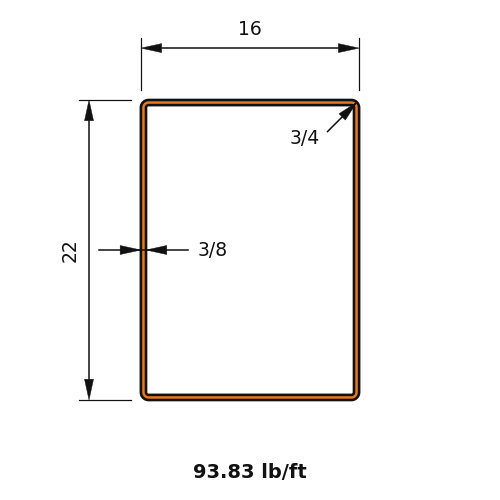HSS22X16X.375