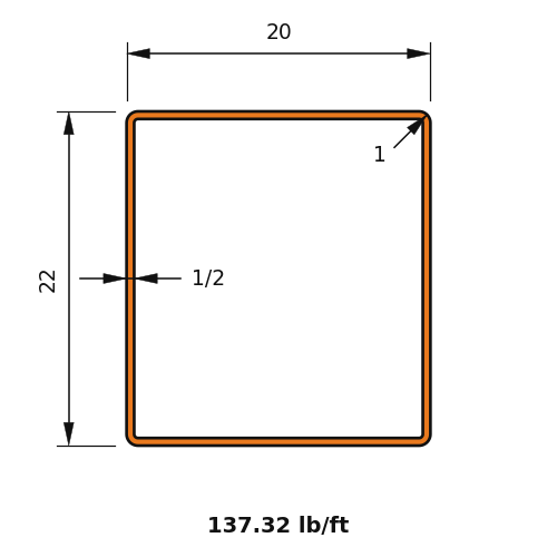 HSS22X20X.500