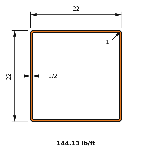 HSS22X22X.500
