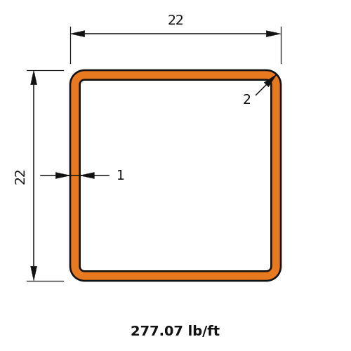 HSS22X22X1.000