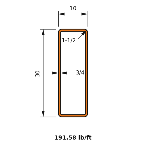 HSS30X10X.750