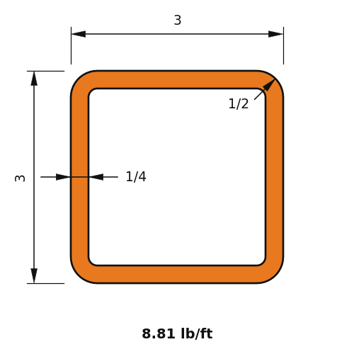 HSS3X3X.250