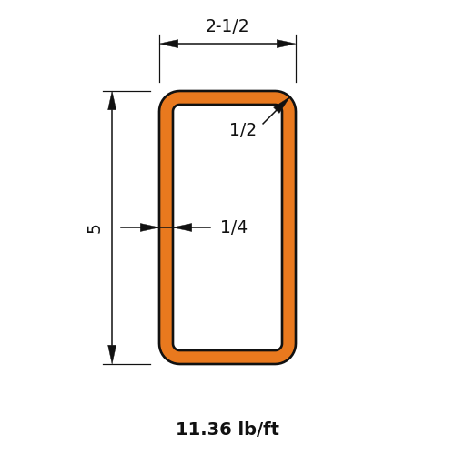 HSS5X2-1_2X.250