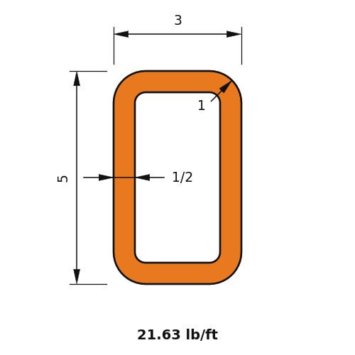 HSS5X3X.500