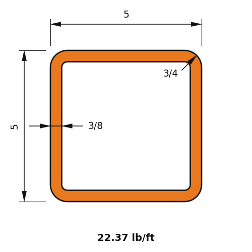 HSS5X5X.375