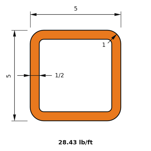 HSS5X5X.500