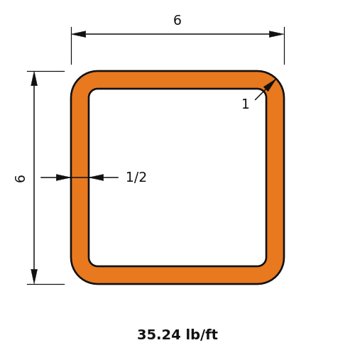 HSS6X6X.500