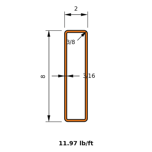 HSS8X2X.1875