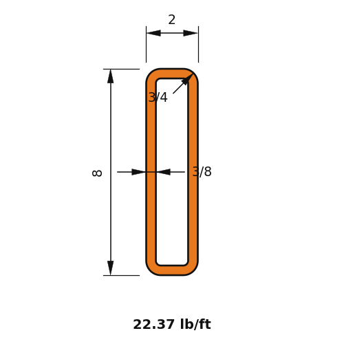 HSS8X2X.375