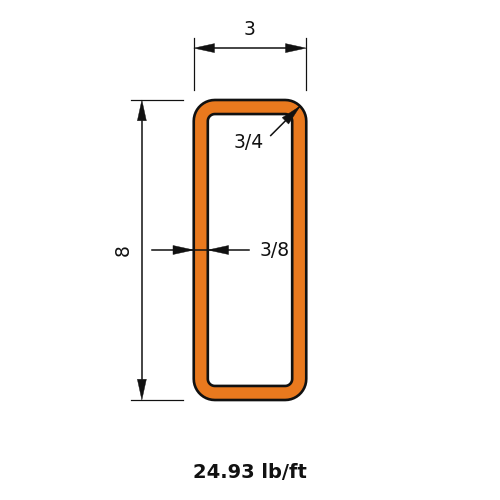 HSS8X3X.375