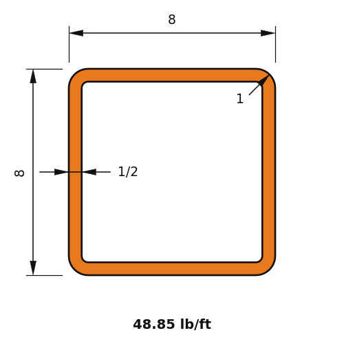 HSS8X8X.500