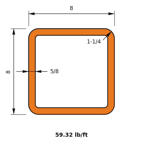 HSS8X8X.625